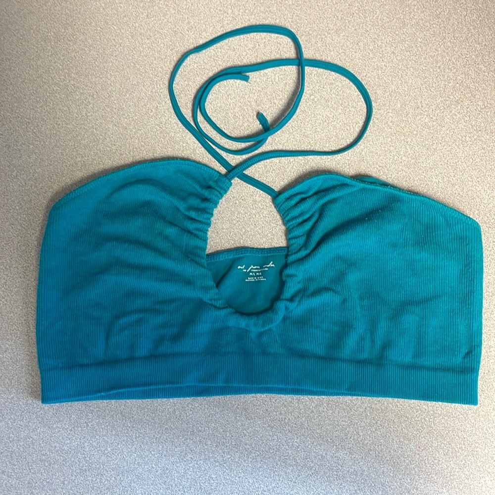 Out From Under turquoise keyhole halter bralette
